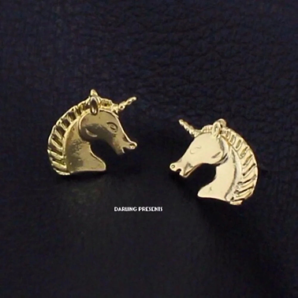 Unicorn Stud Earrings Women Color Gold